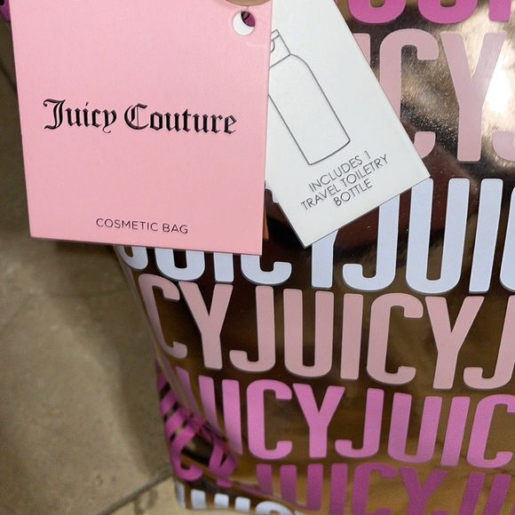 🎉HP🎉New! Juicy Couture Rose Gold/Pink Logo Large Zip Makeup Case 12”x4”✨💕 - Picture 8 of 9